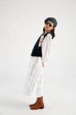 提花连衣裙配平绒马甲，女装连衣裙，roobora