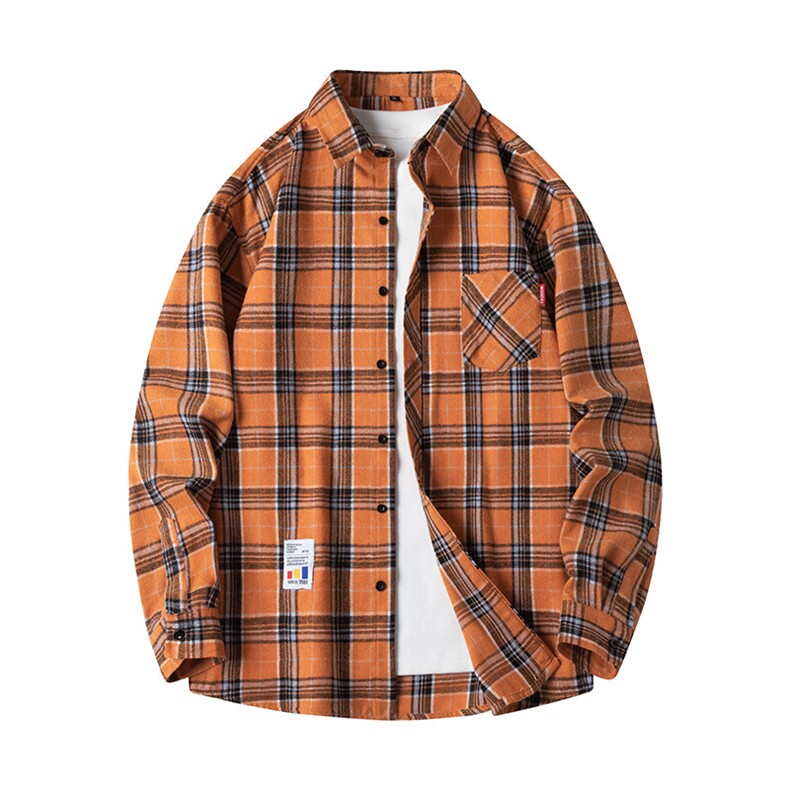 25年春季格子衬衫长袖大码宽松落肩现货DS-C323-1-2117-特批28，男装衬衫，电商C323-1