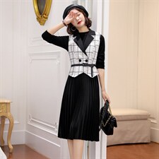 2021春装新款时尚两件套套裙时尚气质纯色简约，女装连衣裙，瑶迪依秀