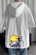 LD54036-P45连帽短袖t恤男大码胖子带帽五分袖中袖，男装T恤，电商A040