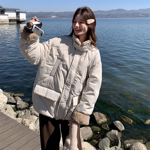 羊羔毛拼接90绒羽绒服1862P310控468图片