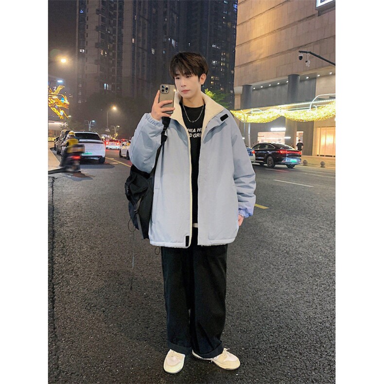 双面穿中性风棉衣男二开宽松连帽加厚棉袄DSA157B-M8960-特P90,男装棉衣,电商A157B