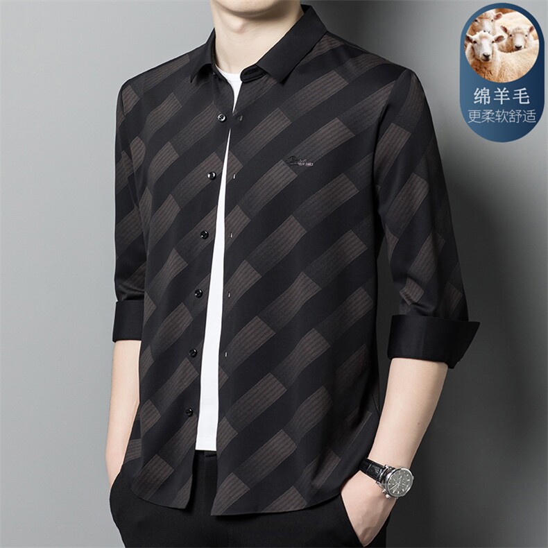 C6651钱塘2020-2欧货品质男士春秋羊毛时尚休闲百搭长袖衬衣P96,男装衬衫,钱塘207-2