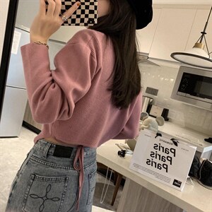 绑腰针织开衫图片
