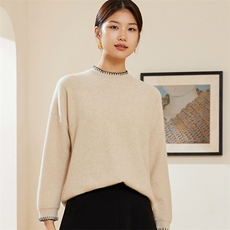 花样编制法·减龄洋气宽松圆领时尚百搭通勤羊绒衫，女装羊绒衫，澳冬特羊绒
