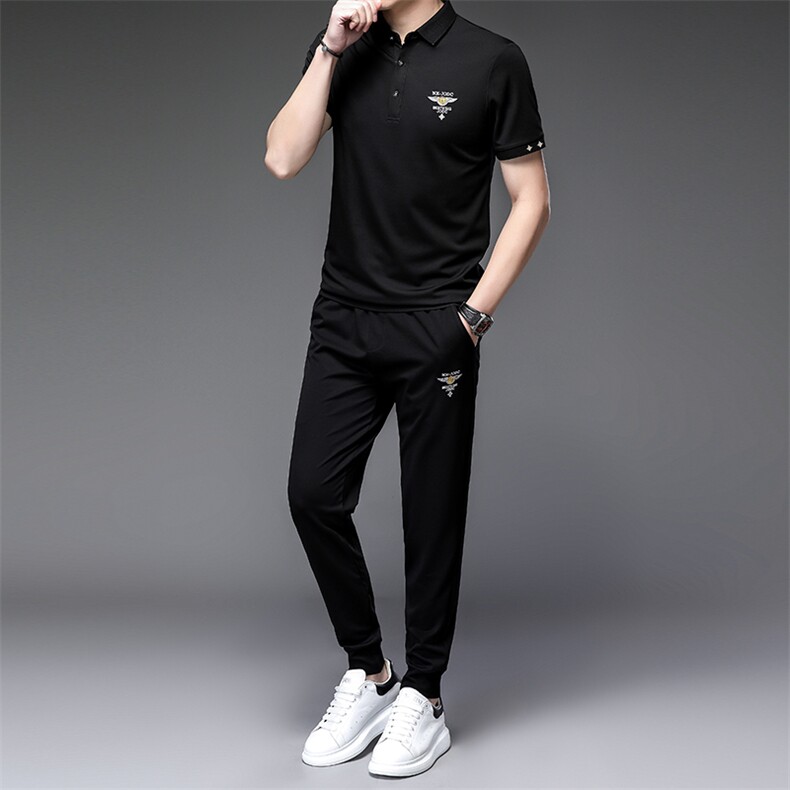高档男装男生套装夏季潮流衣服韩版短袖T恤2023新款衣服帅气男装,男装休闲套装,电商B212（原钱塘6029）