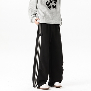 8XL-M 奥粒绒加绒休闲裤男三条杠条纹运动裤宽松卫裤K9121P58控78图片