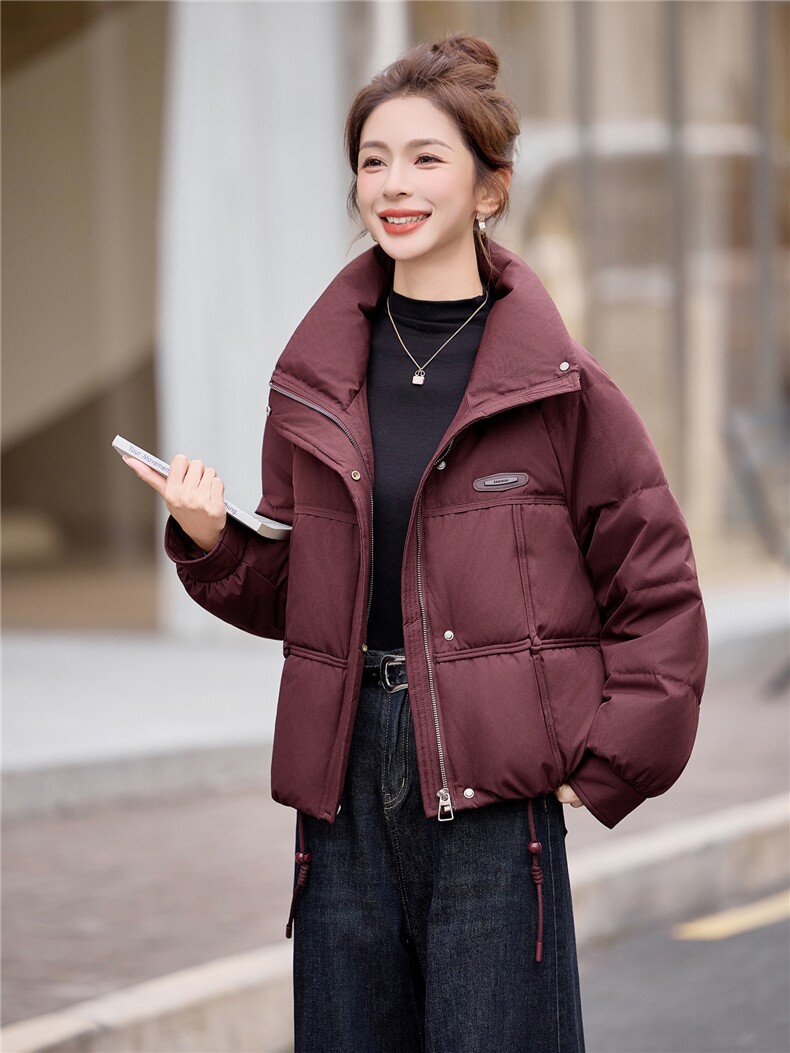 时尚立领短款白鸭绒羽绒服女2025冬季新款洋气减龄羽绒外套上衣,女装羽绒服,余墨