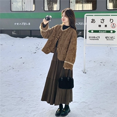 新款棕色新风加棉外套C79-P215K328,外套+半裙P280K418，女装套装/套裙，2C272