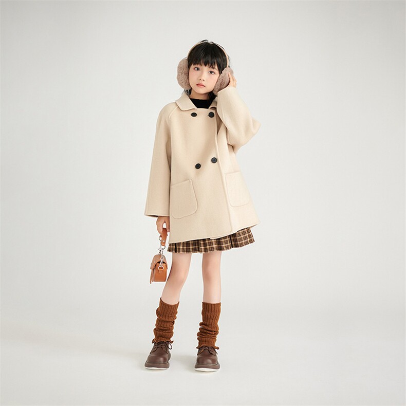 高品质儿童羊毛大衣秋冬保暖宽松版时尚百搭外套，童装外套，鑫贝羊绒