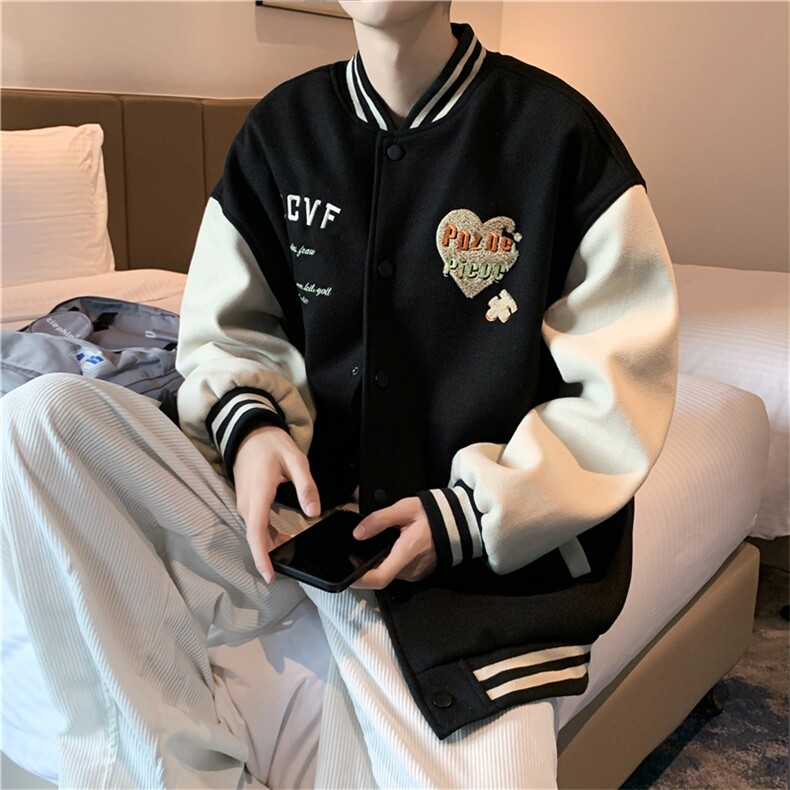 男单排扣棒球领长袖新款潮ins青春流行夹克J3116P70图片