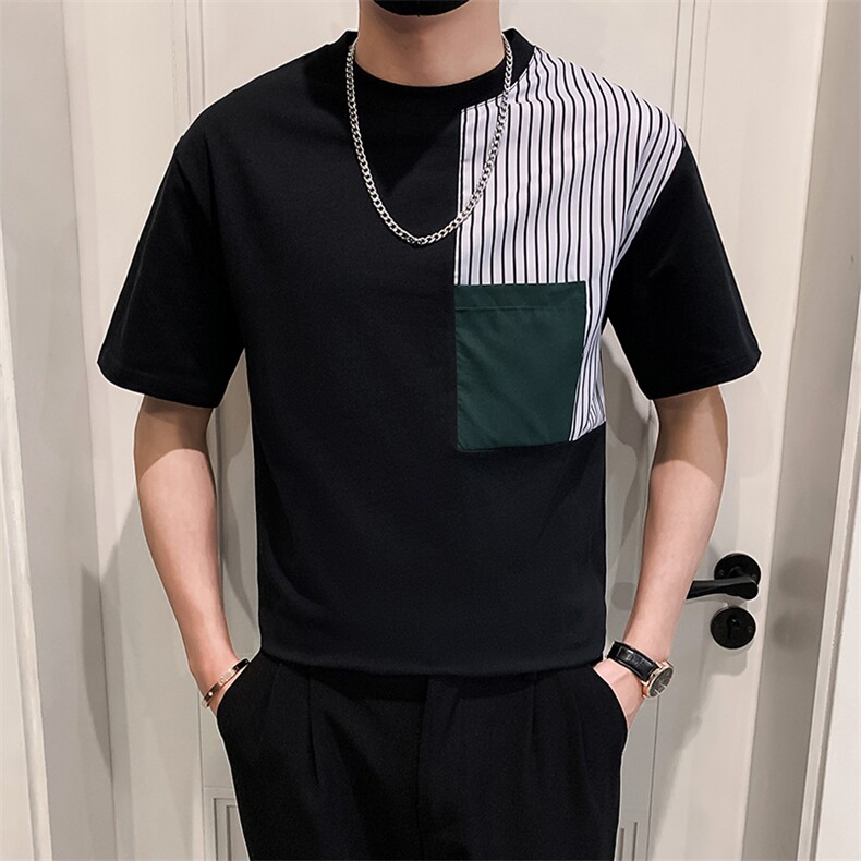 白色2023精神小伙修身男士圆领潮款短袖T恤打底衫潮T102-P58控89,男装T恤,电商A108