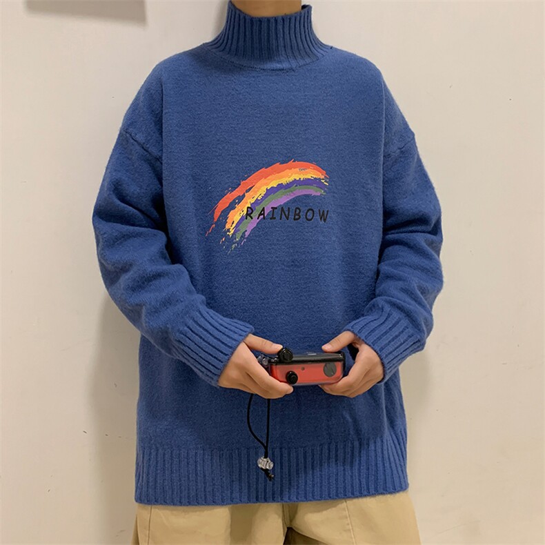 M18064-P45 加绒P65半高领毛衣男士大码针织衫男毛线衣男线衫图片