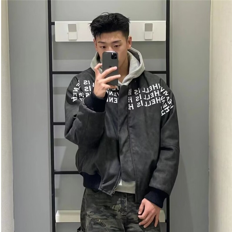 高质量立领夹克外套男女秋冬季节冬季潮牌字母印花拉链上JKT411,男装夹克,星座516A