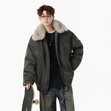 M1658-P115冬季新款美式可脱卸毛领水洗工装棉服外套，男装棉衣，星座109