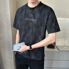 短袖T恤男新款2025店主风潮款渐变水洗印花百搭上衣B317/8060/P55，男装T恤，电商B317