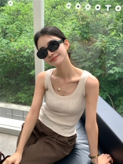 2025年夏季单件套头修身型背心纯色内搭时尚百搭，女装背心吊带，玛卡隆羊绒