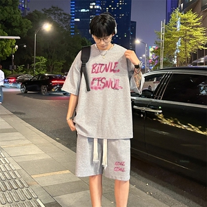 套装！ 华夫格套装短袖T恤短裤男 TZ218-特P 38图片