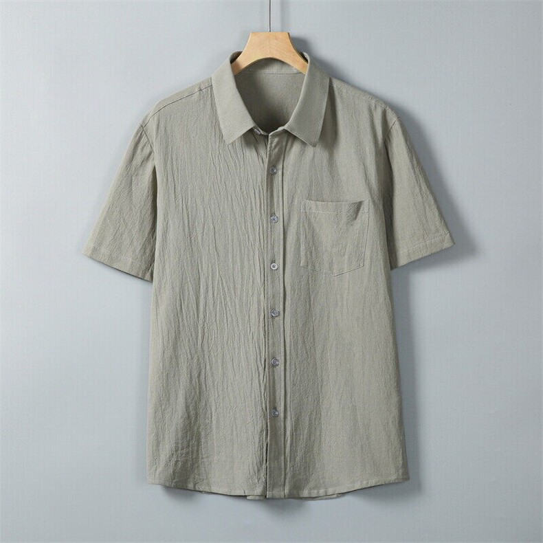 男士衬衫短袖衬衣半袖纯棉麻衬衫领休闲XZ1512-2411-P25,男装衬衫,星座1512