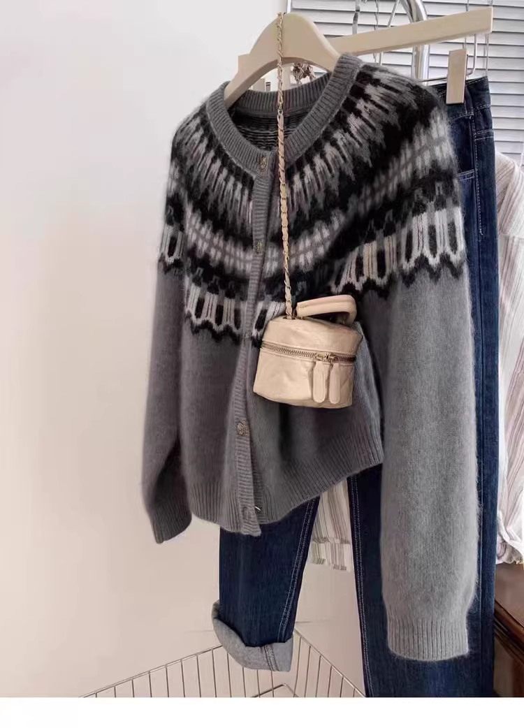 2026年秋季时尚百搭简约休闲提花套衫，女装针织衫/毛衣，胜智羊绒