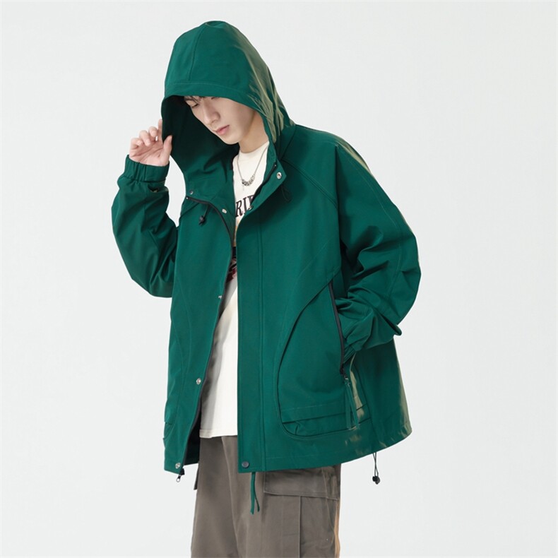 新款连帽冲锋衣宽松大码休闲夹克男DSA157B-J217-P65,男装夹克,电商A157B