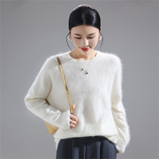 2025新款时尚舒适百搭女士圆领，女装羊毛衫，暮绒羊羊绒