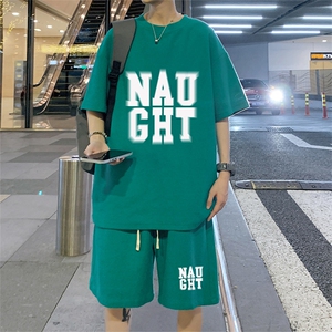 ！2023夏季新款男士华夫格短袖套装潮牌学生一套HTZ30P50图片