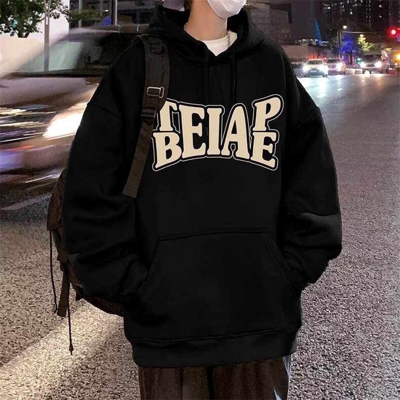 创意字母设计连帽卫衣男士卫衣内搭叠穿高质量连帽卫衣青少年,男装卫衣,星座715-4