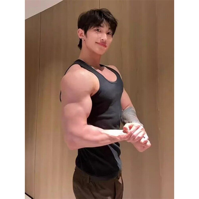 运动健身竖条纹背心男春夏季潮牌凉感修身显肌肉cleanfit无袖T恤,男装T恤,星座603-2