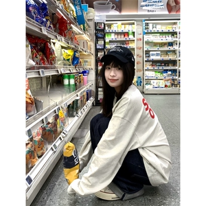 25网图260G高品质三本针纯棉圆领字母印花长袖T恤CT624-P38图片