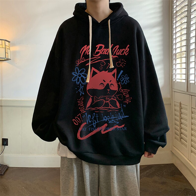 纯棉连帽卫衣男大码运动帽衫宽松薄WY2226-P35加绒款-P40,男装卫衣,电商A040