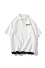 白底夏季日系潮牌华夫格POLO衫宽松字母印花情侣半袖男1500-P45，男装Polo衫，电商A441