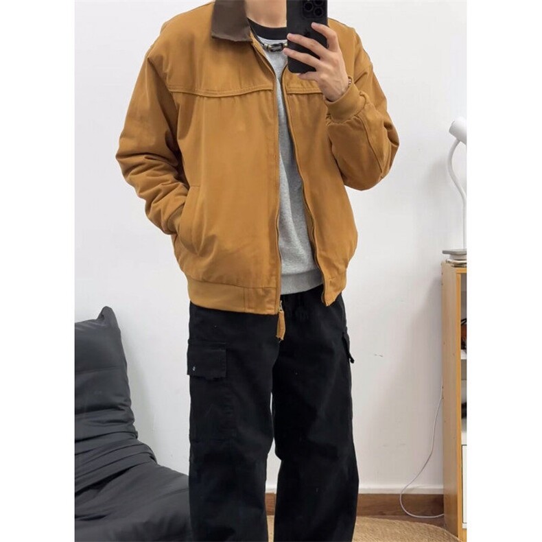 美式vintage复古底特律工装夹克男春秋季棒球服短款ootd正肩外套图片