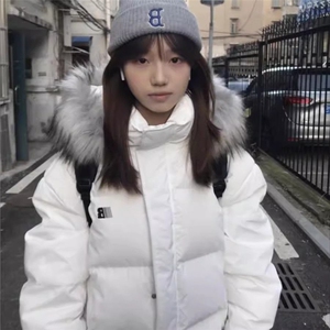 【高质量】可拆卸毛领羽绒棉服情侣美式厚外套棉衣2568特P90网图图片