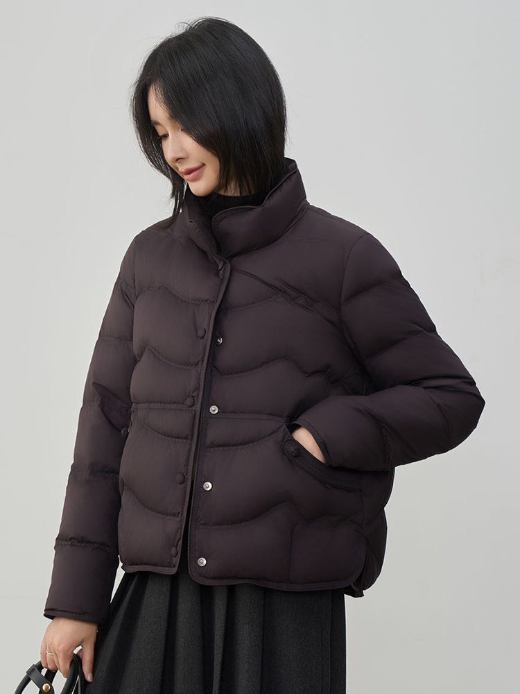 现货2025年冬季新款90白鸭绒盘扣轻薄短款羽绒服女,女装羽绒服,阳光伊恋