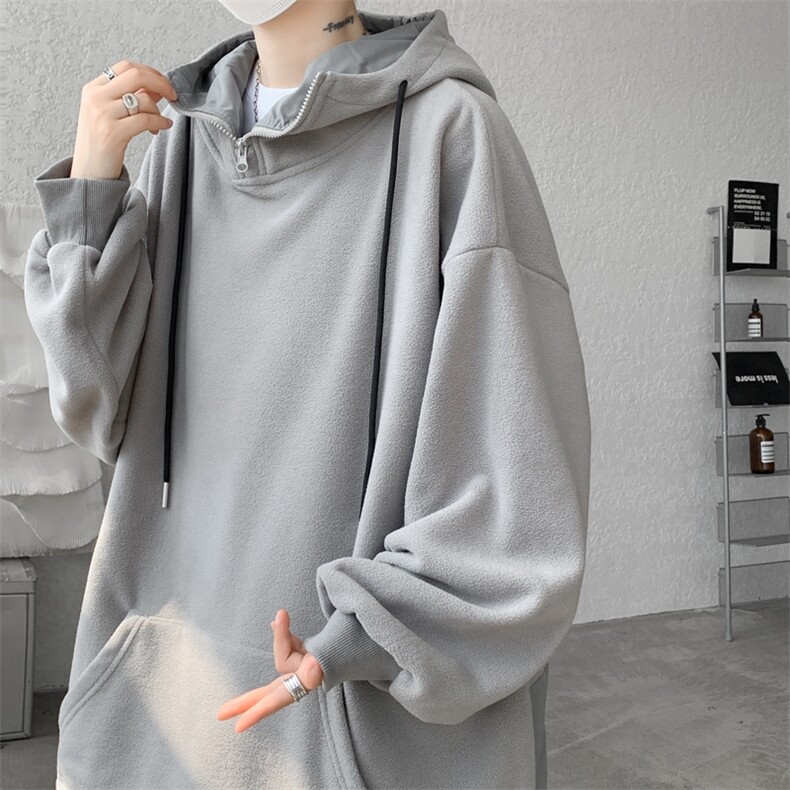 8XL-M大码摇粒绒卫衣套头连帽半拉链宽松美式复古外套WY9103/P68,女装短外套,电商B238