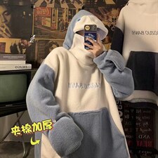 秋冬设计感羊羔绒自闭鲨鱼卫衣加绒加厚情侣装218-8WY8815P50，男装卫衣，星座218-8