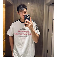 夏季美式高街重磅纯棉三条杠织带撞色男女短袖T恤ZD602-特P30，男装T恤，电商A486-1