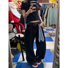 【现货】DA461-特批48美式复古设计感弯刀牛仔裤男女宽松百搭裤，男装牛仔裤，星座603-2