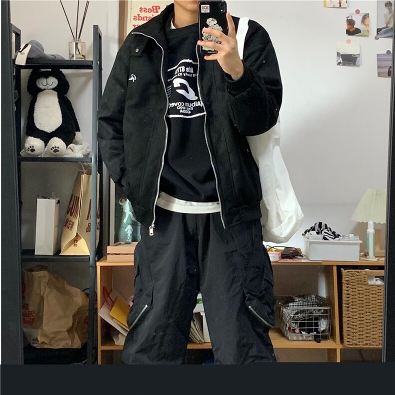 美式复古重磅麂皮绒机车夹克潮牌刺绣宽松休闲风情侣外套-WT638,男装夹克,星座601-2