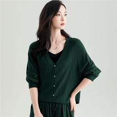 2025秋冬百搭时尚简约v领袖开衫针织衫，女装针织衫/毛衣，雅之冉羊绒