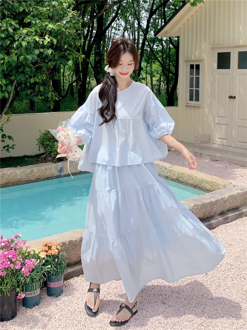 全棉中袖上衣+半身裙两件套R2C086-2569-1P130K198,女装套装/套裙,浙宝A馆126