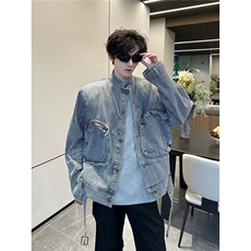 CY99-P78复古水洗牛仔2025春秋新款宽松外套小个子短款夹克上衣，男装夹克，电商B323A