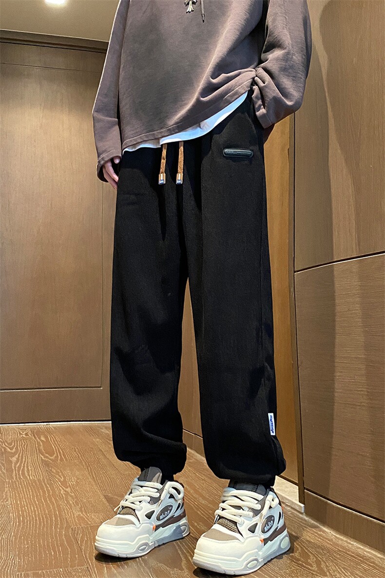 秋冬欧棉绒加绒束脚裤男运动休闲裤A389P60控88,男装卫衣,电商A309