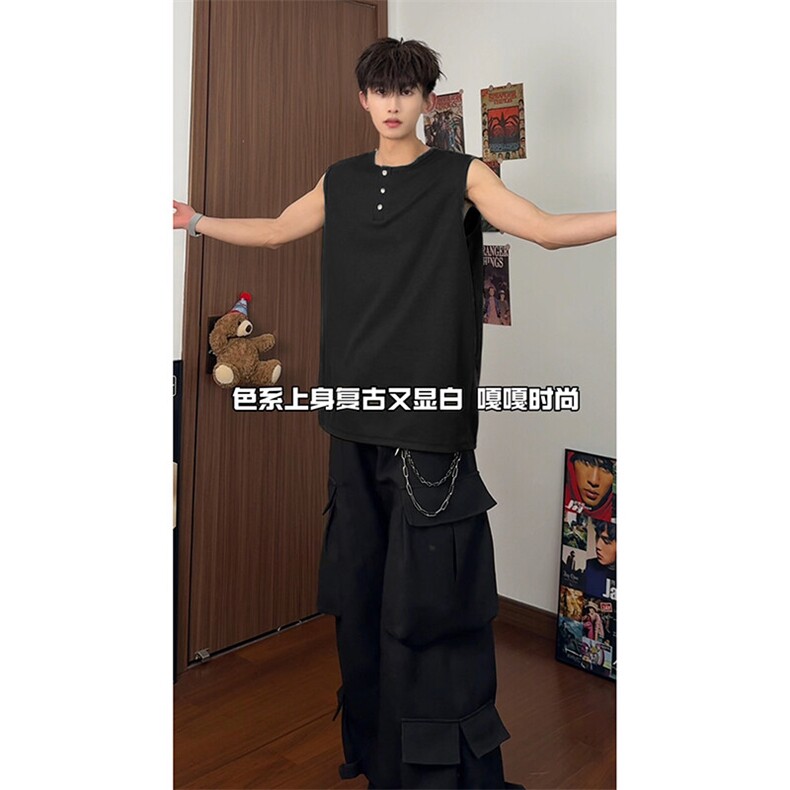休闲舒适街头高级风背心简约个性潮牌无袖上衣HY738TP28控48,男装背心/马甲,电商A102B