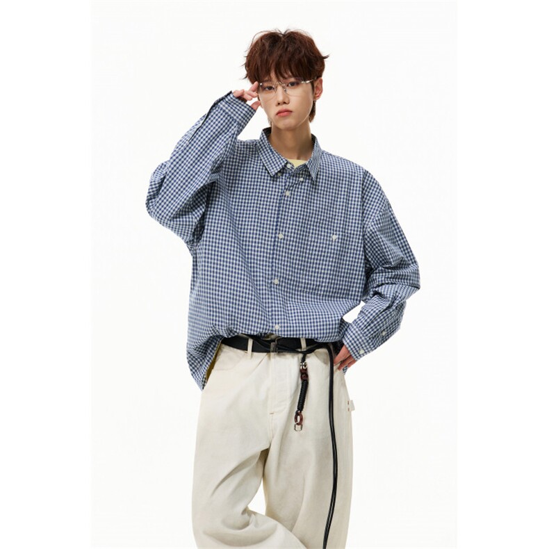 都音品质春季新款宽松百搭男生日系格子衬衫B315-ST001-特p40控88,男装衬衫,电商B315