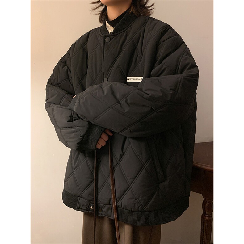 W8206特P85控138菱形格压棉棒球服宽松加厚外套棉服棉衣情侣,男装棉衣,电商B205