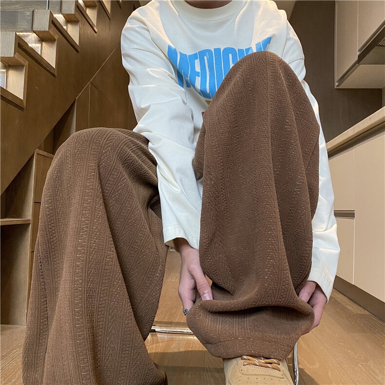 春季新款复古麦穗条纹理宽松直筒休闲裤B315-K25671-特P35控68,男装休闲裤,电商B315