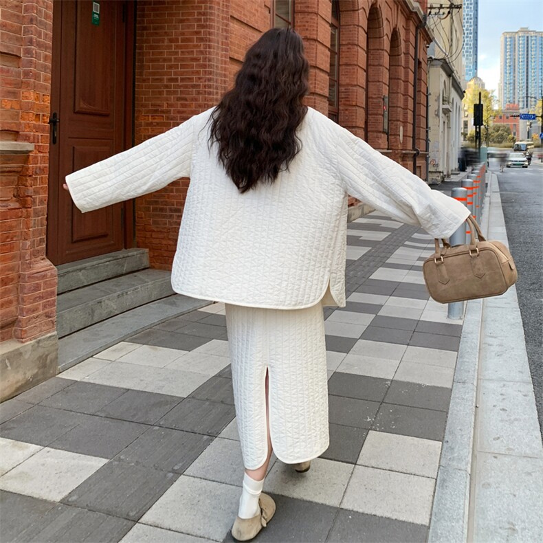 2026冬季冬季减龄氛围感棉衣套装2C053款号830批240控348,女装套装/套裙,2C053