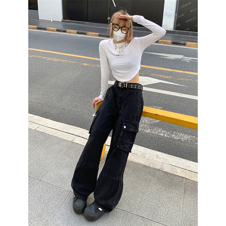 新款潮牌运动裤ins风设计感高街牛仔裤休闲宽松裤子K590TP60控89,男装牛仔裤,电商A102B